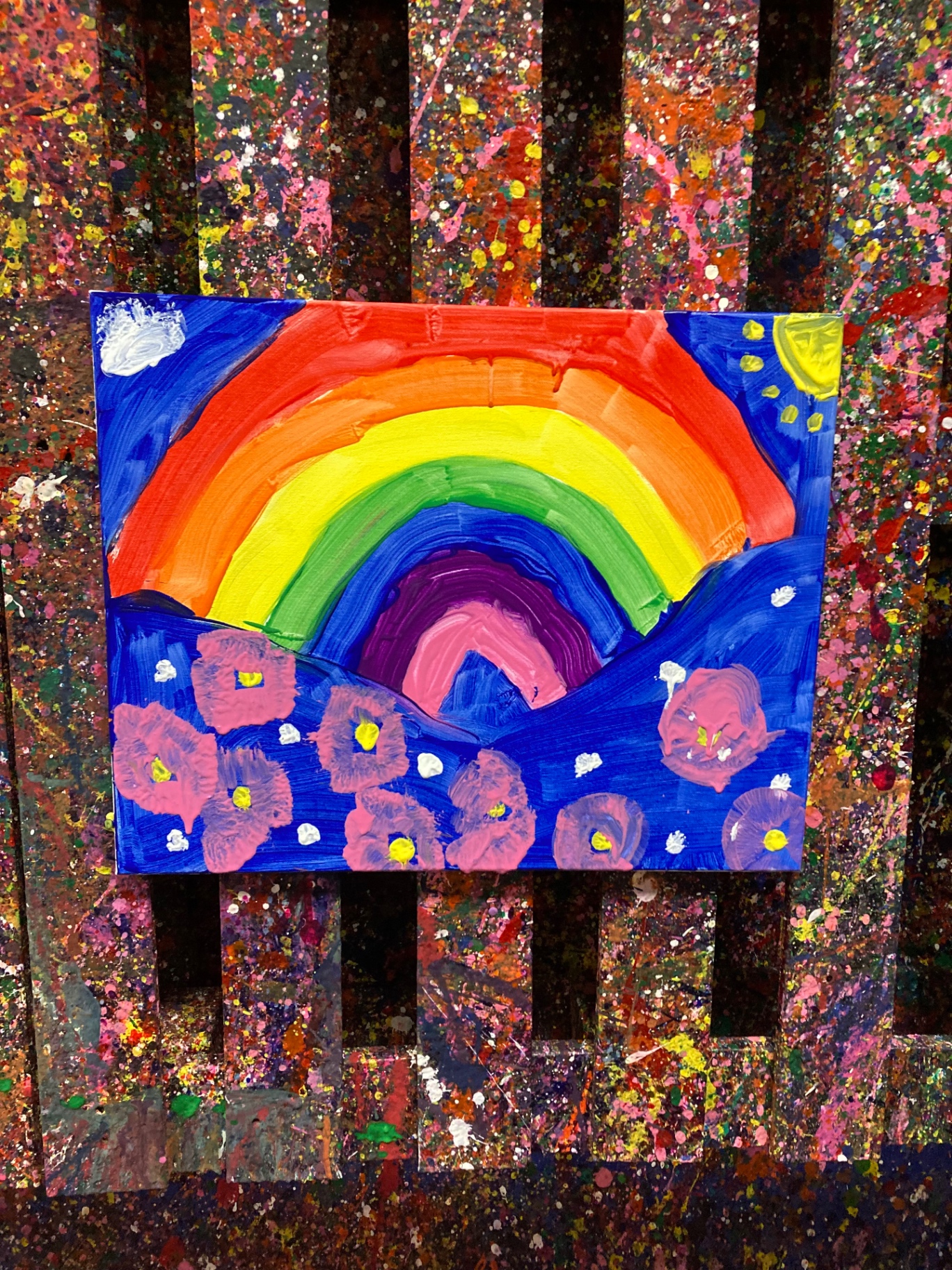 A finished rainbow canvas